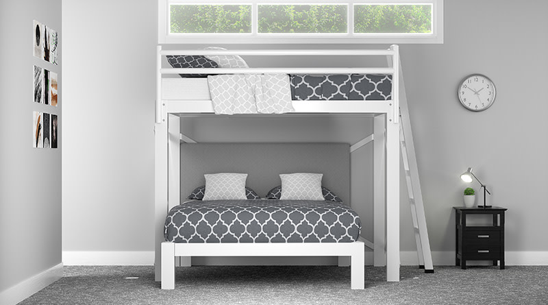 Twin Over Queen L Shaped Bunk Bed 