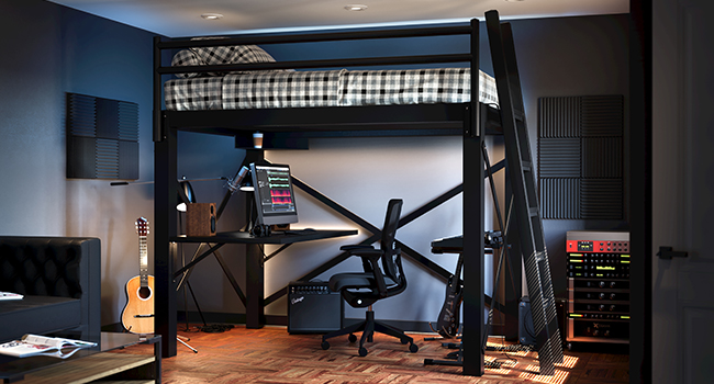 Full size loft bed deals with desk for adults