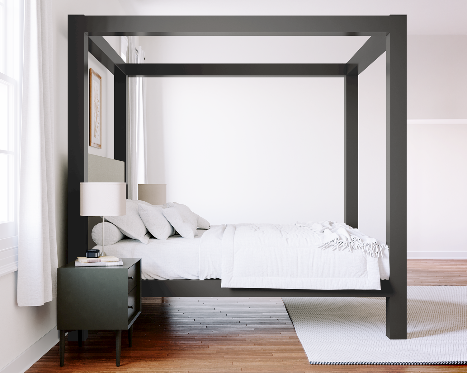 California King Canopy Bed Charcoal Light Gray