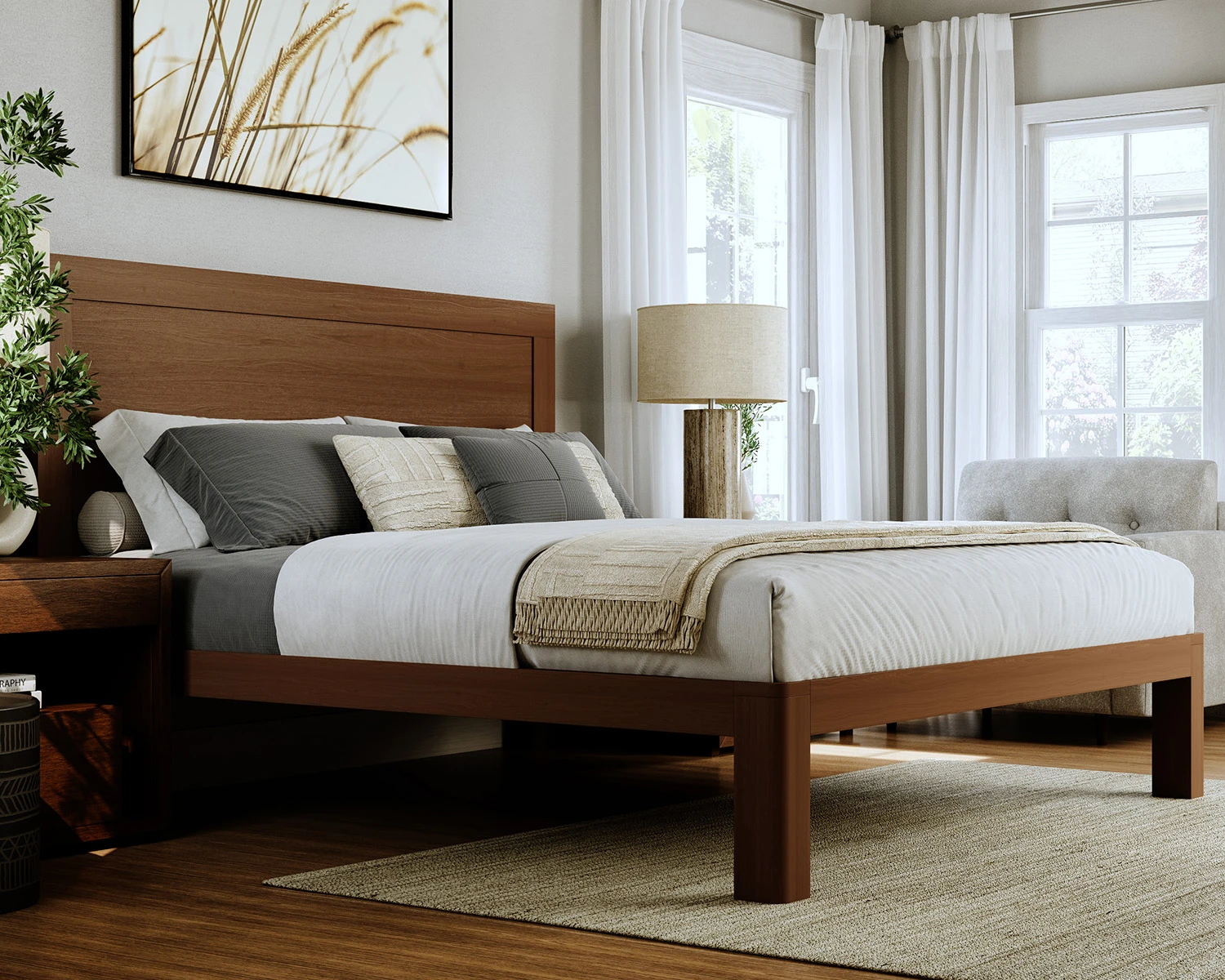 King Wood Platform Bed