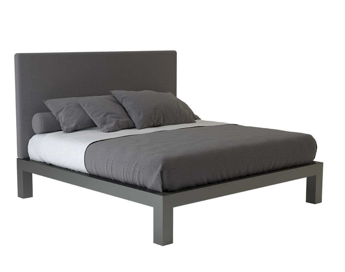A charcoal colored Wyoming King platform bed