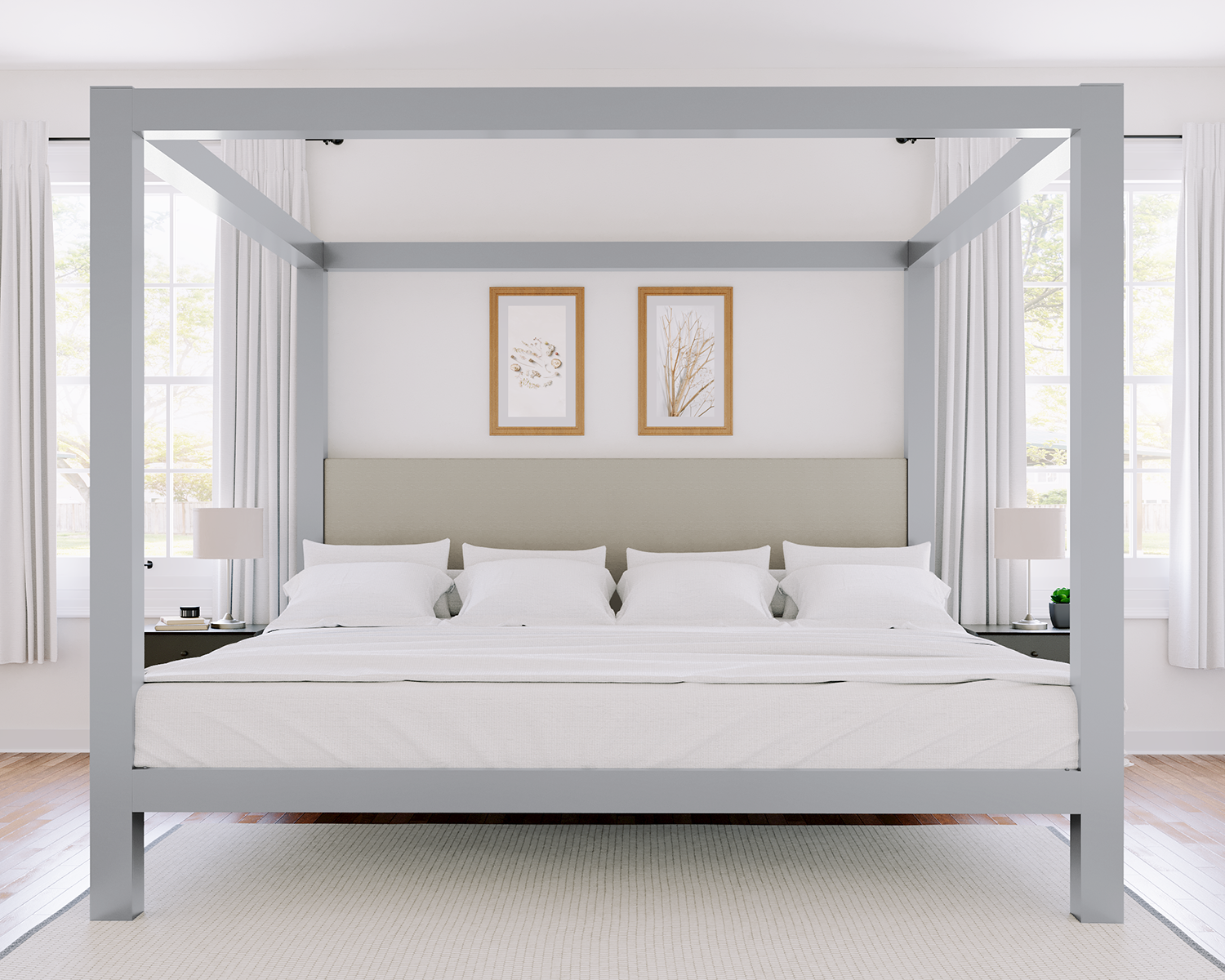 Alaskan King Canopy Bed Gray Light Gray