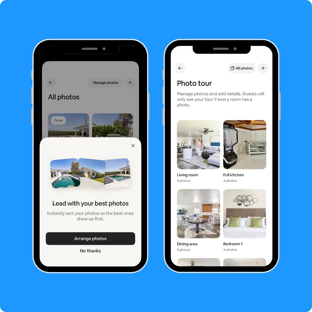 Instead of another host tool, Airbnb removed a chore. It sorts your listing photos into rooms and surfaces your best shots on its own — value created by subtraction.