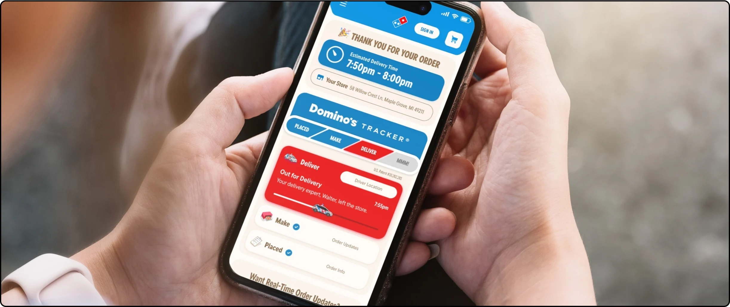 Domino's didn't make the pizza faster — it made the wait visible. The Tracker shows every stage from prep to your door, so the same twenty minutes reads as progress instead of dead air. Image courtesy of Domino's.
