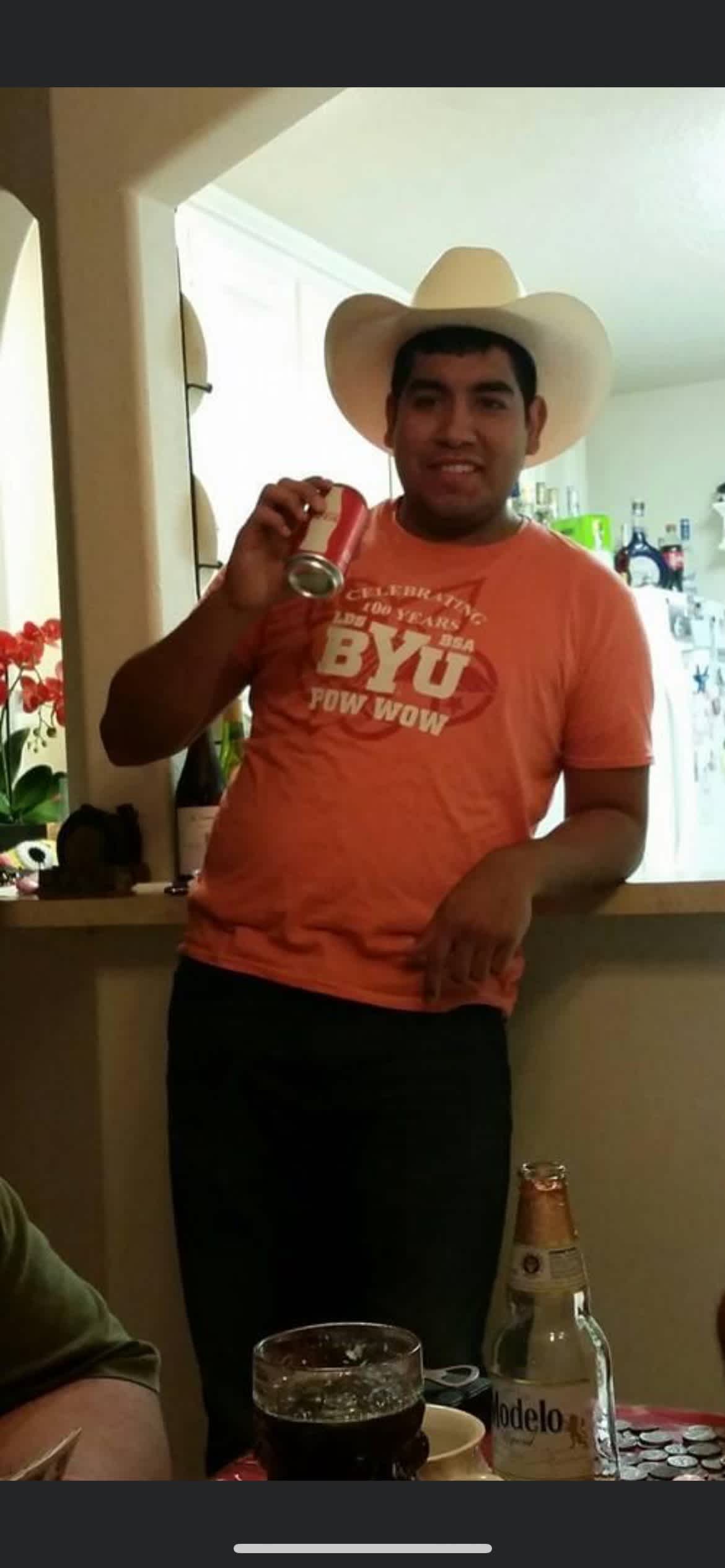Jesse drinking coke + orange BYU