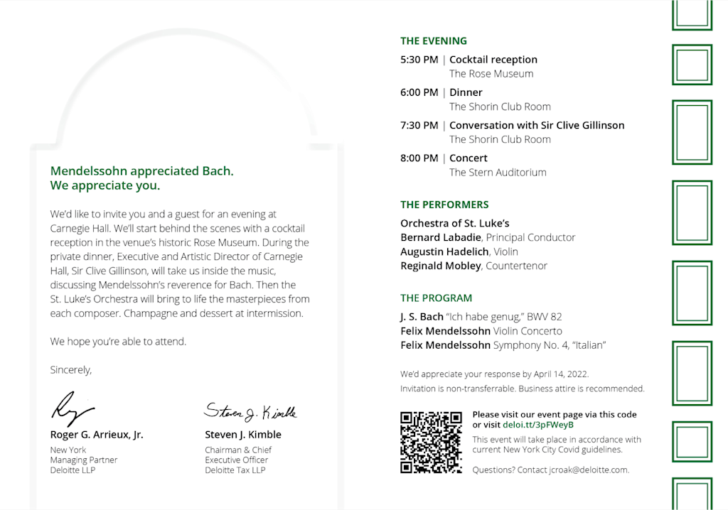 Carnegie Hall invite inside