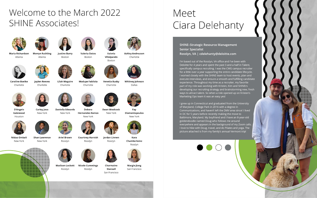 Shine newsletter spread 2