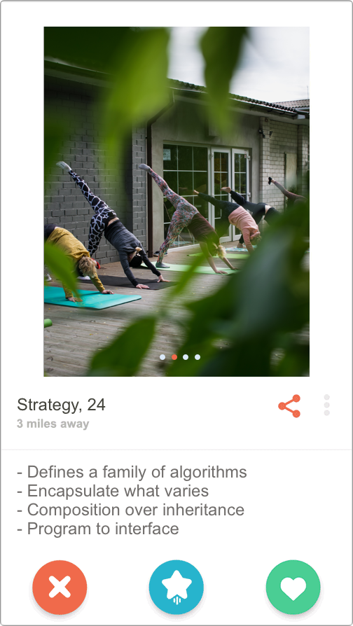 Strategy Pattern Tinder Profile
