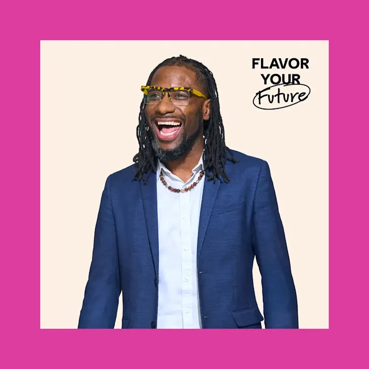 CAVA Team Member Brian smiling with black text saying "Flavor Your Future"