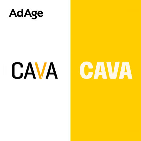 Ad Age logo on a photo of the old and new CAVA logos