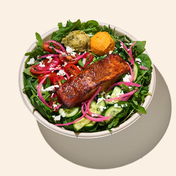 salmon greens bowl