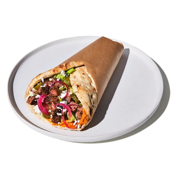 CAVA Steak and Feta Pita on a plate