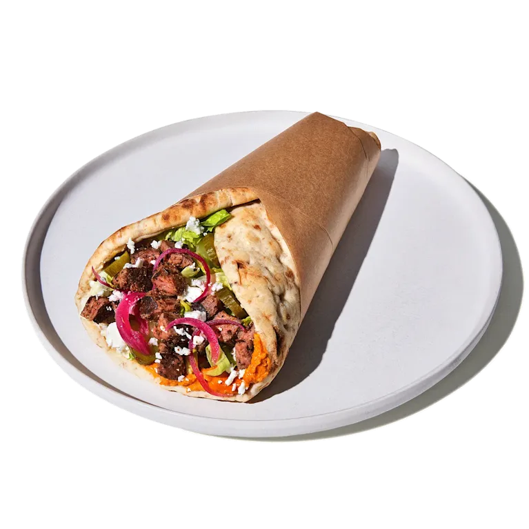 CAVA Steak and Feta Pita on a plate