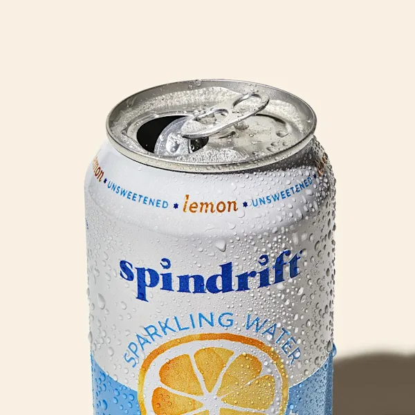 A can of Spindrift Lemon sparkling water