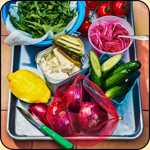Fresh ingredients on a tray