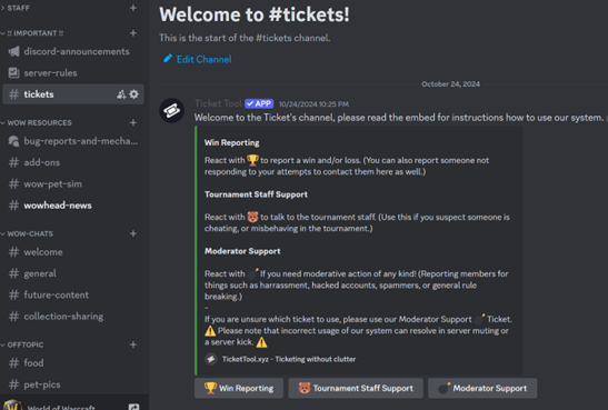 Guide Page > Report Win-Ticket > Discord Ticket Channel Screenshot