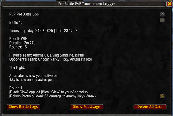 Guide Page > Report Win-Ticket > Show Battle Logs Screenshot