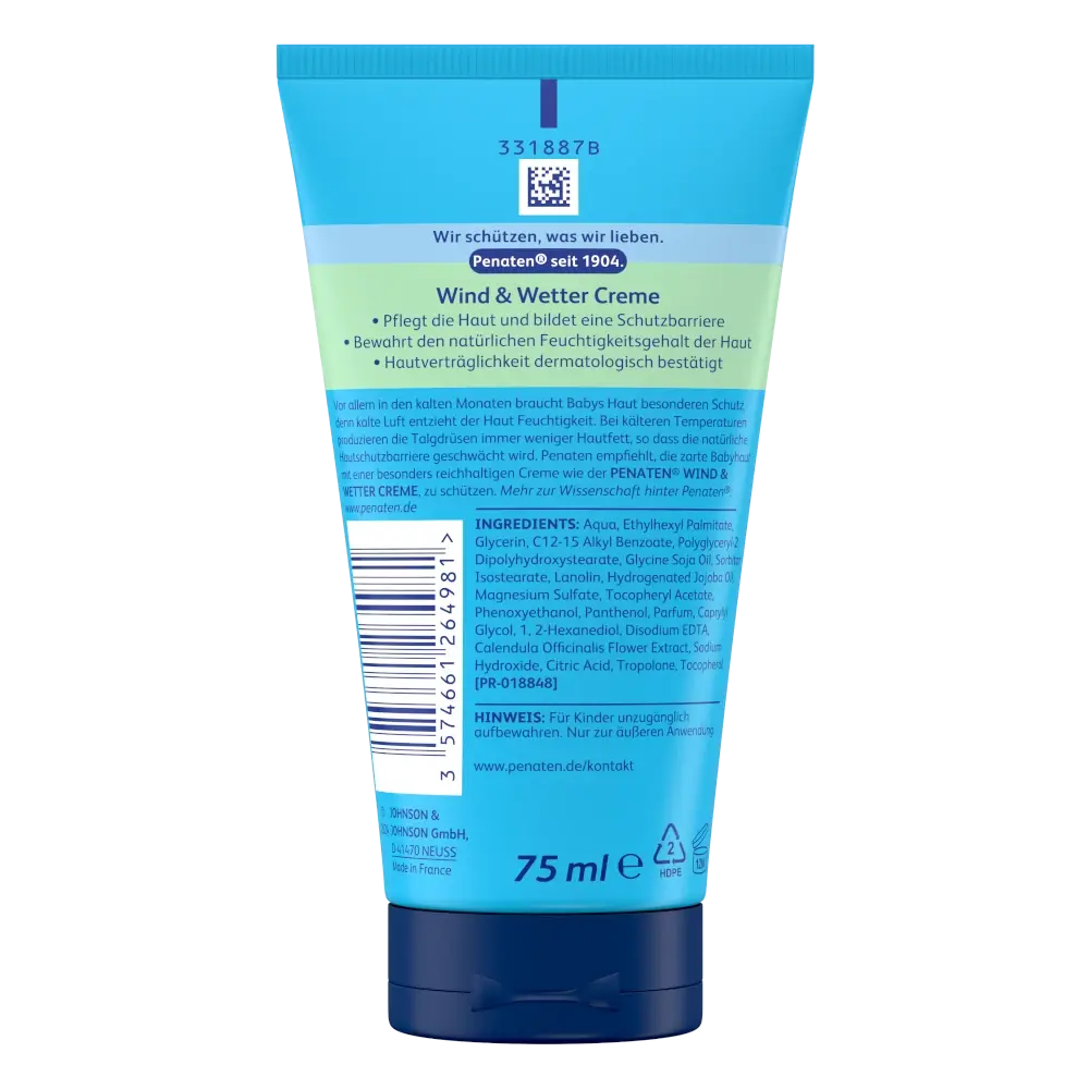 Penaten® Wind und Wetter Creme – Rückseite