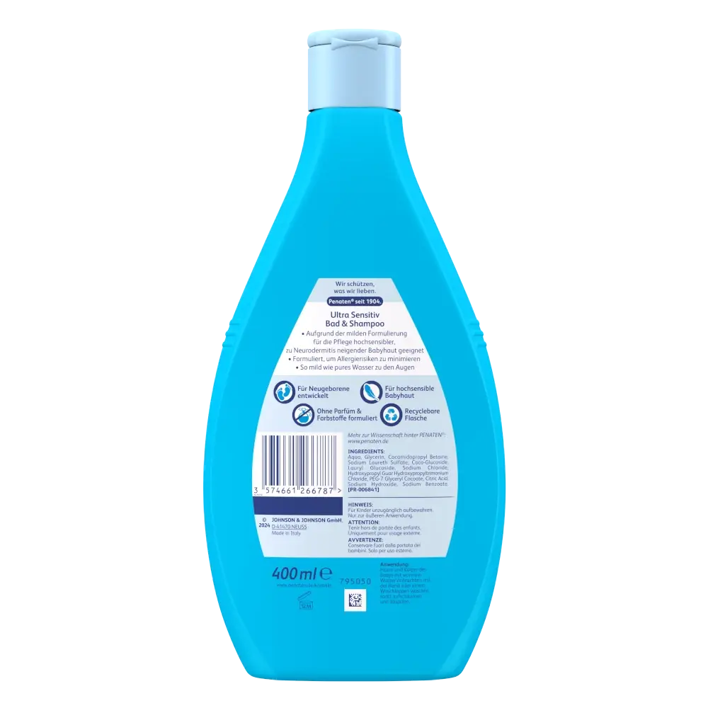 Penaten® Ultra Sensitiv Bad & Shampoo – Rückseite