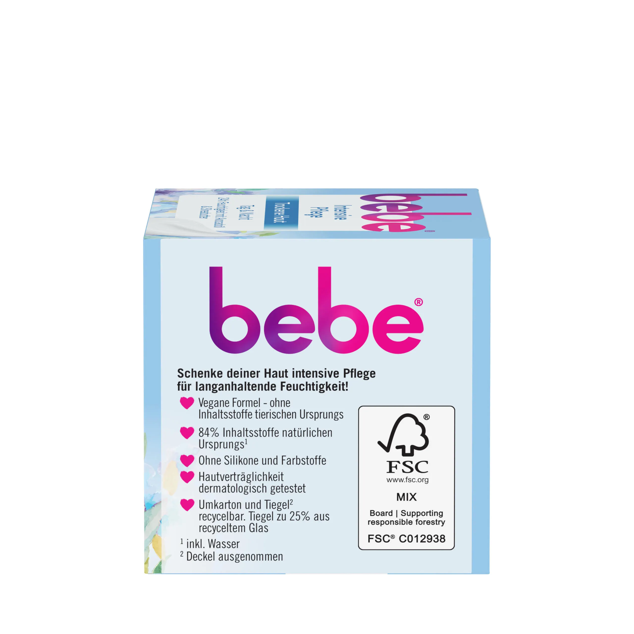 bebe® Intensive Pflege für trockene Haut mit Avocadoöl & Sheabutter Packshot Rückseite