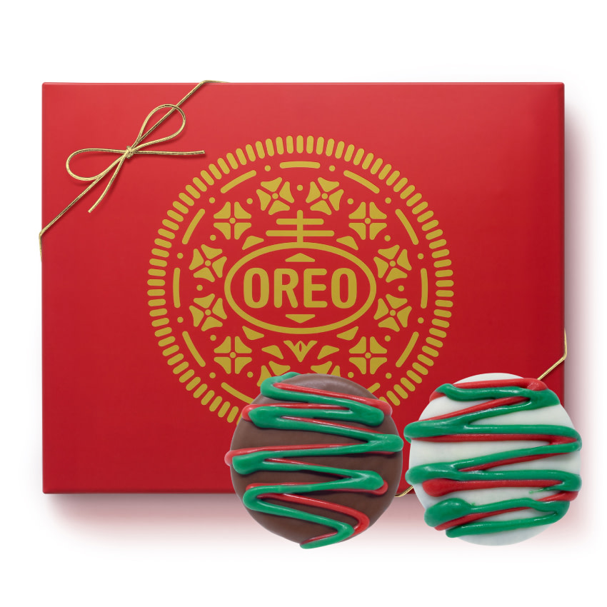 OREO Celebrations Red Box Green & Red Drizzled Fudge Covered Cookies