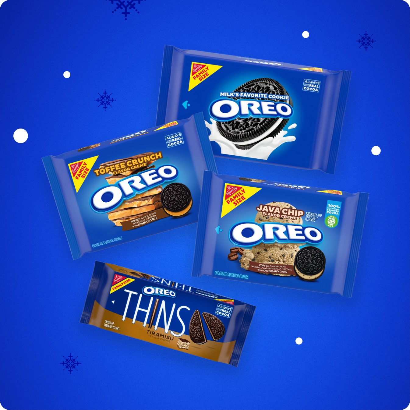 Assortment of coffee-flavored OREO Cookie packs