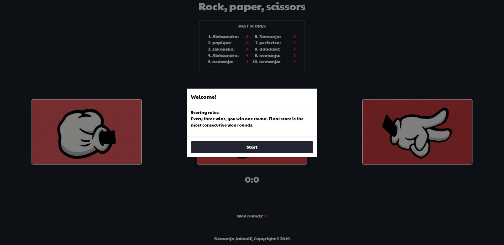 Rock, paper, scissors