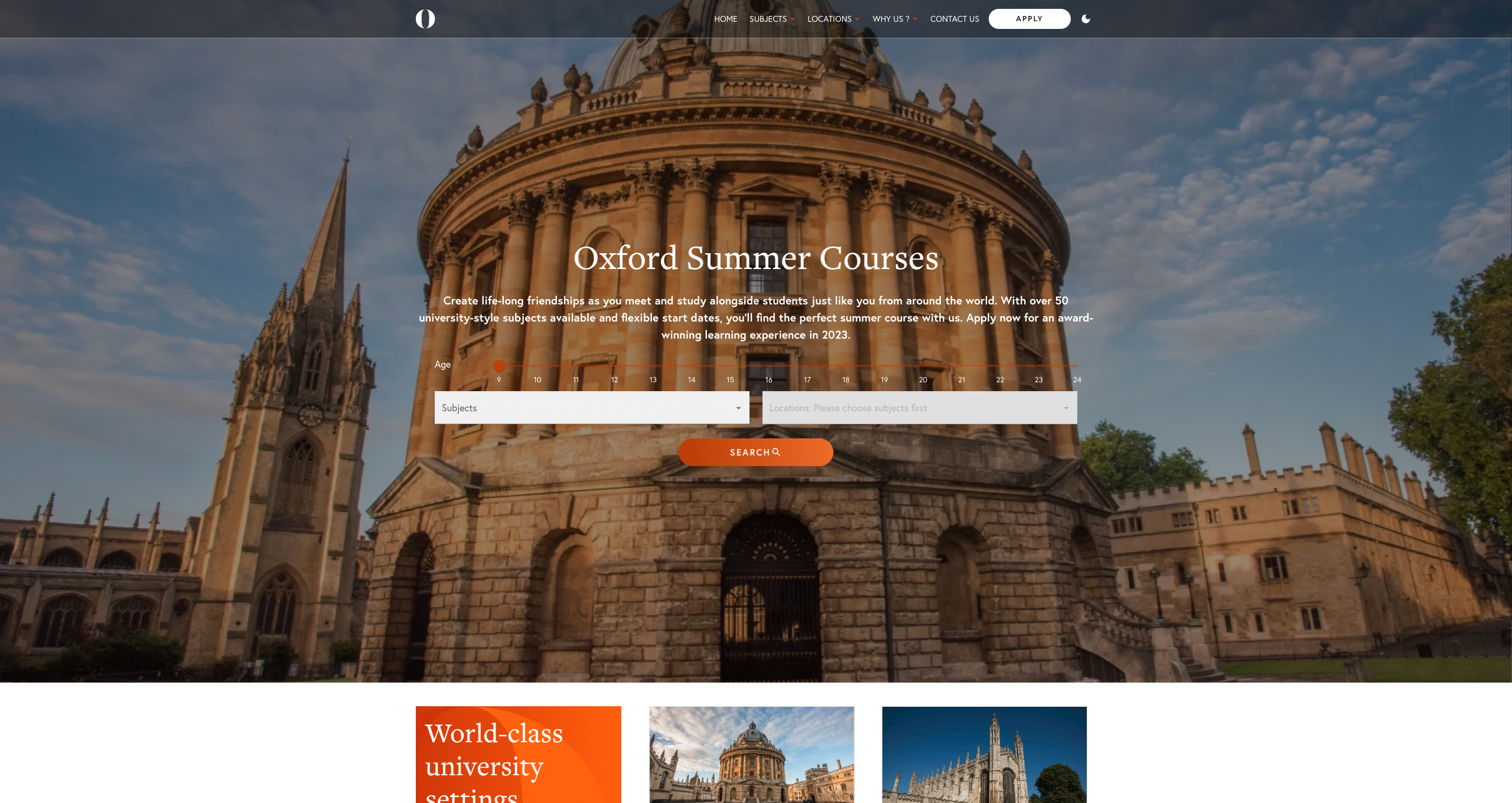 Oxford Summer Courses website screenshot
