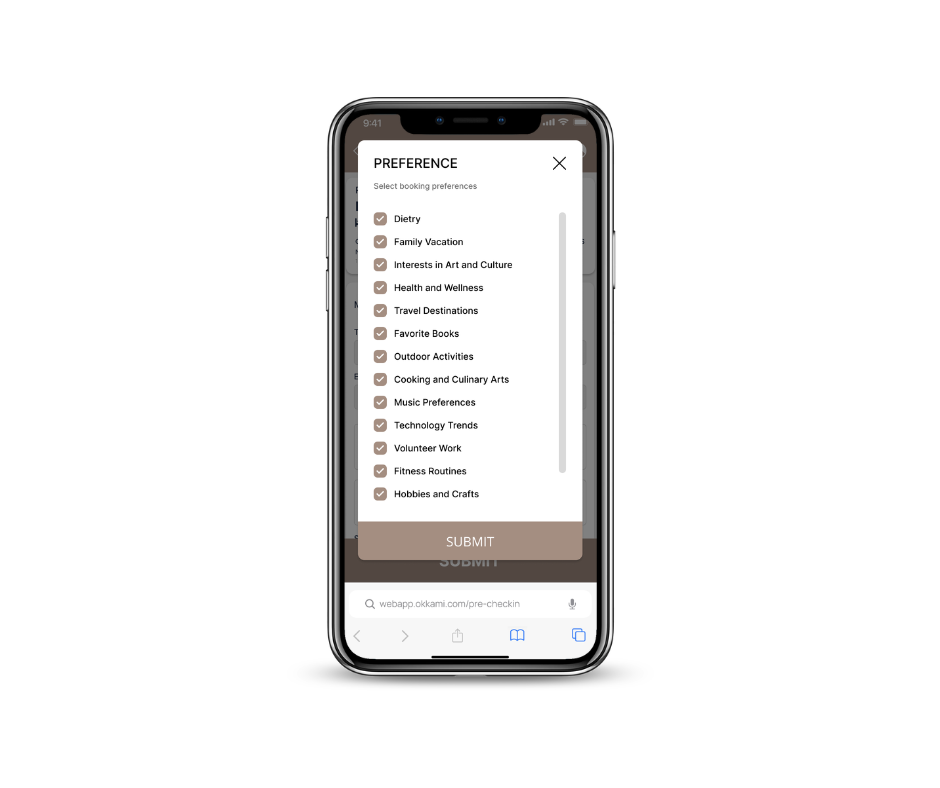 Preference Collection OKKAMI - AI-Powered Guest Engagement Platform for Hospitality