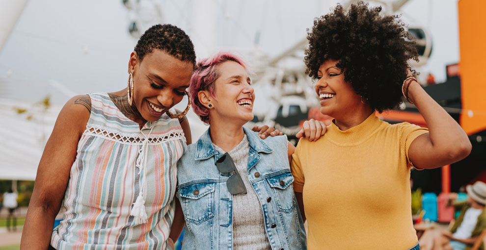 Group of three young women