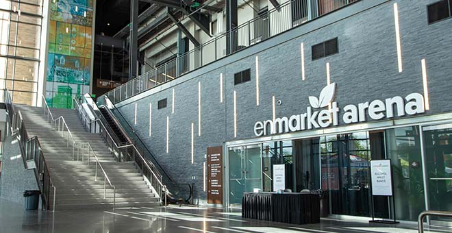 Interior shot of Enmarket Arena in Savannah, GA