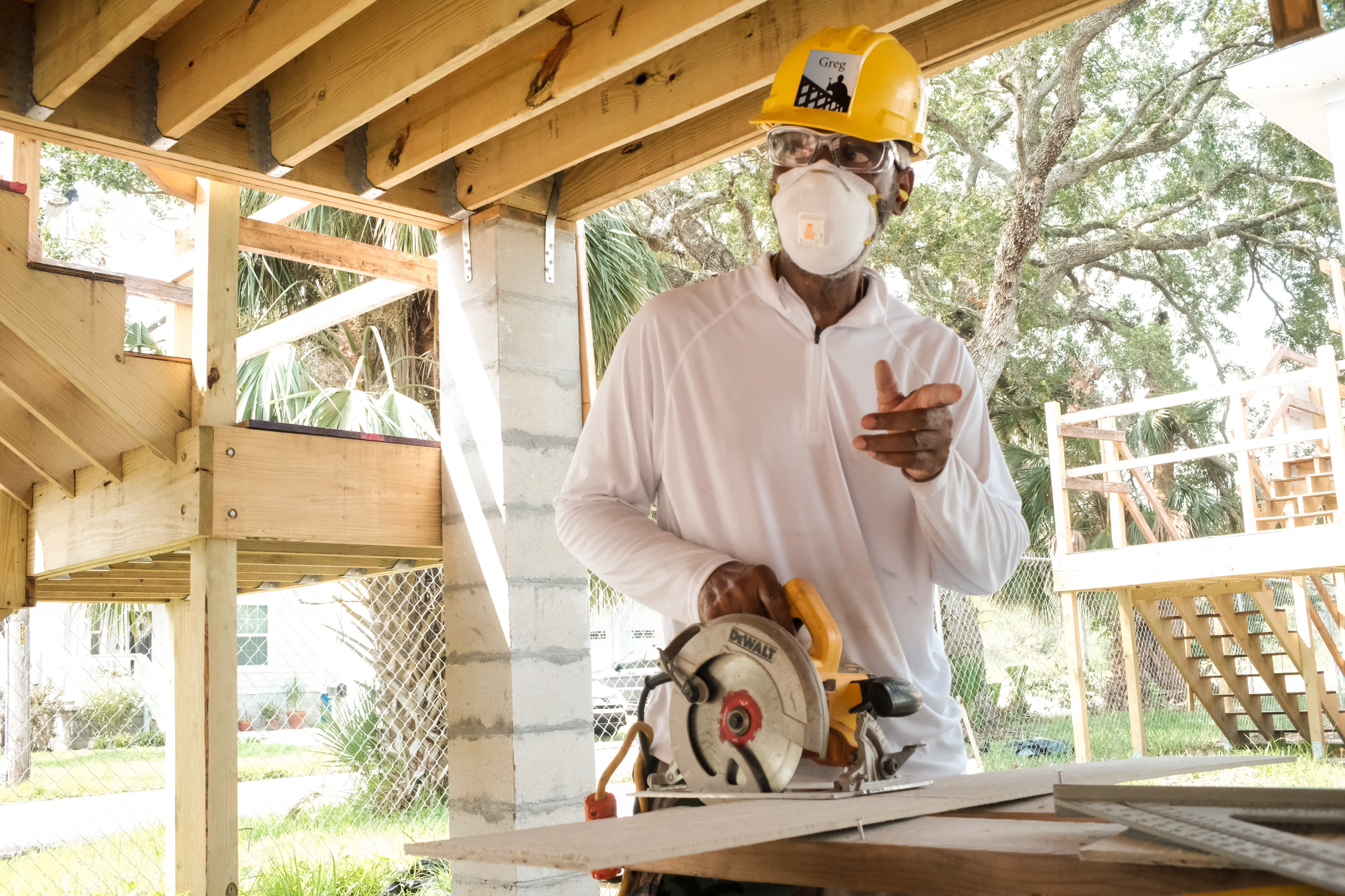 Beaches Habitat for Humanity worker builds a home.
