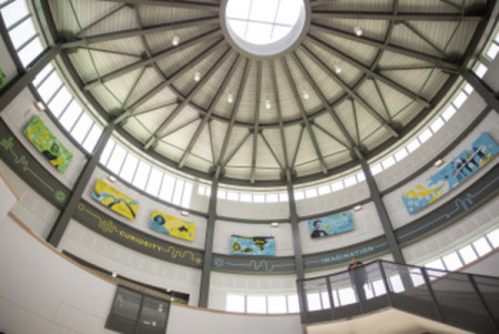 The inside of the Cade Museum for Creativity & Invention