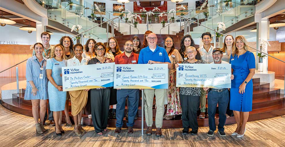 Recipients of VyStar Foundation's Military Grant cycle for Central Florida at the grant reception