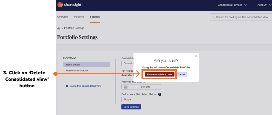 delete consolidated view 3