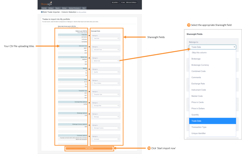 Bulk CSV import step 11 & 12