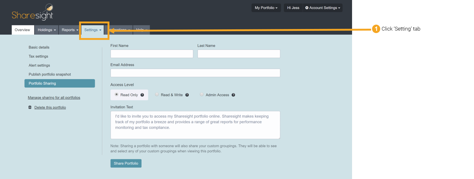 Manage Sharing For All Portfolios | Sharesight Australia Help