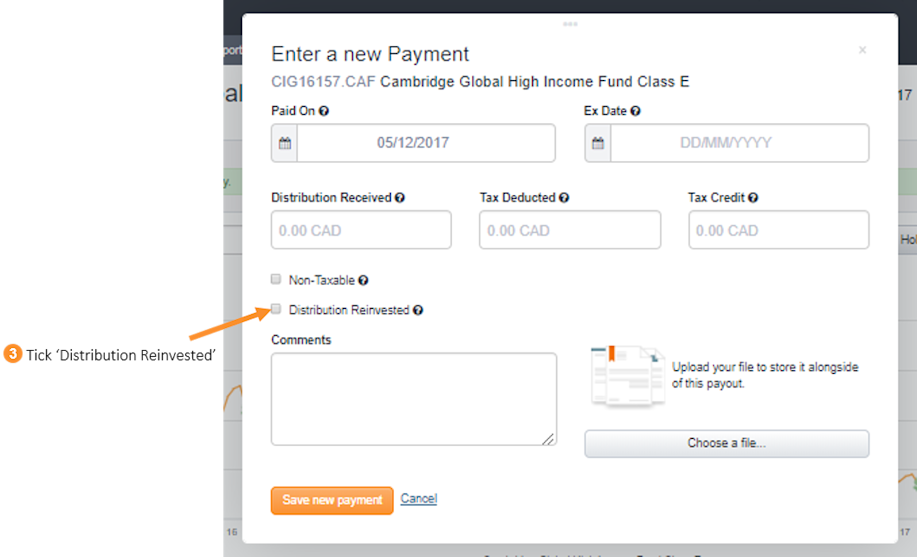 Manually set up a dividend to be reinvested Sharesight Canada Help