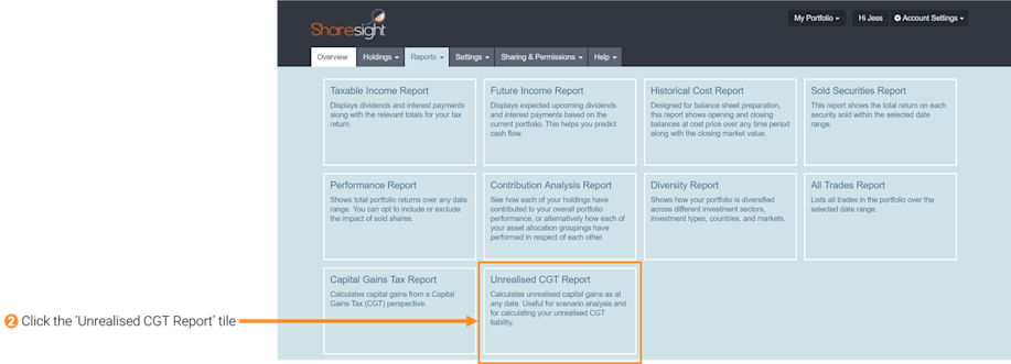 2 - Unrealised CGT report