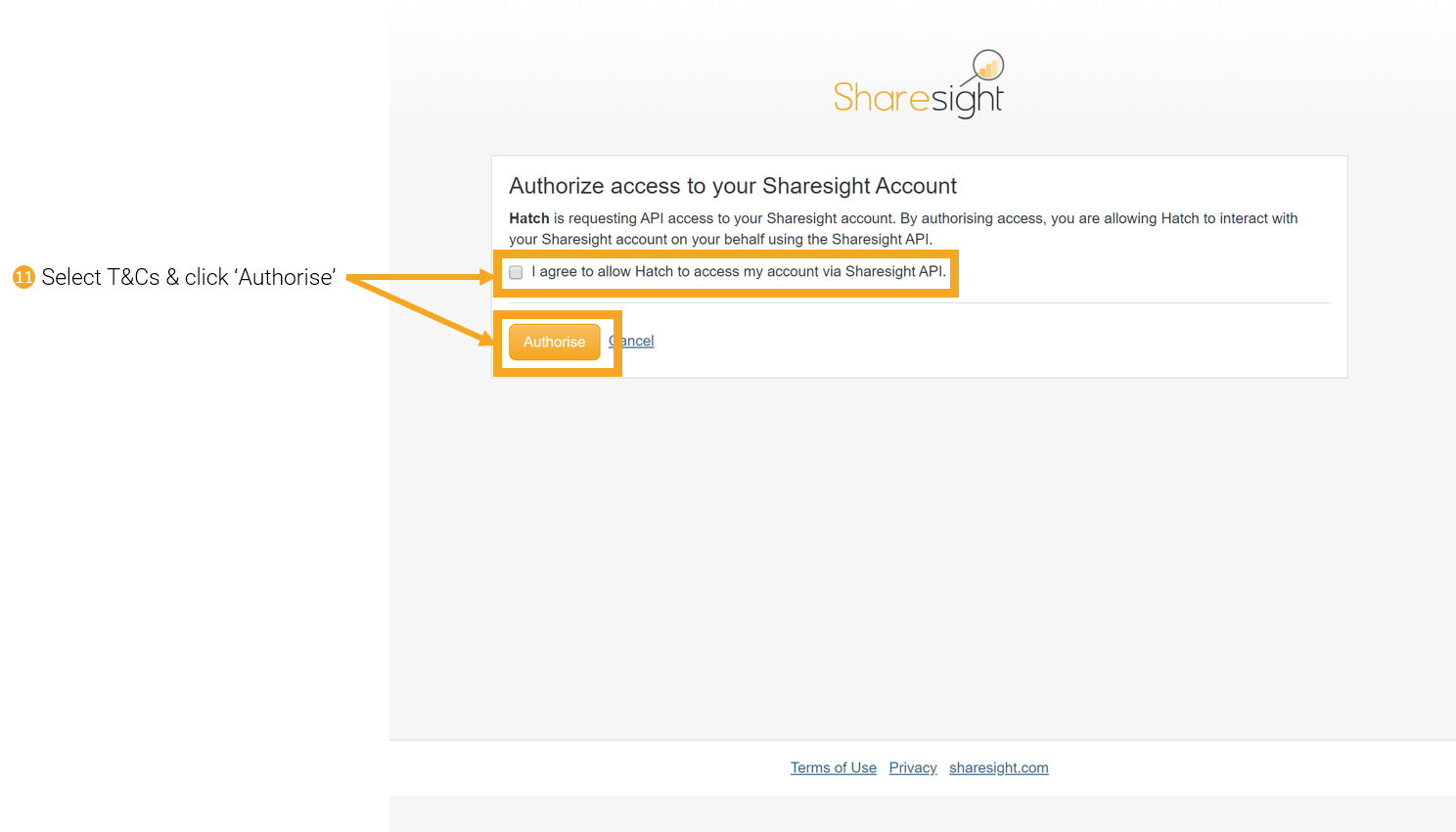 11 - connecting Hatch to Sharesight