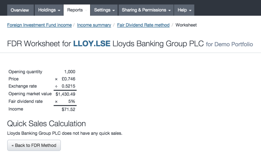FIF Fair Dividend Rate Report Worksheet - Sharesight