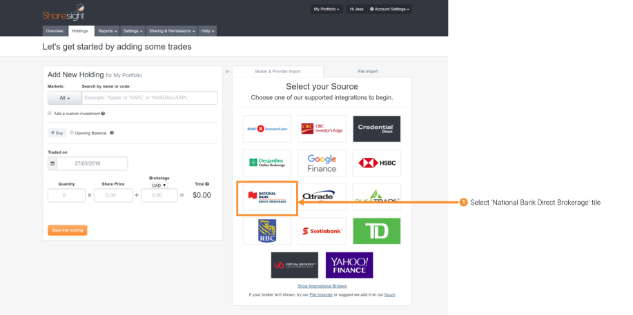 Import National Bank Direct Brokerage trades | Sharesight ...