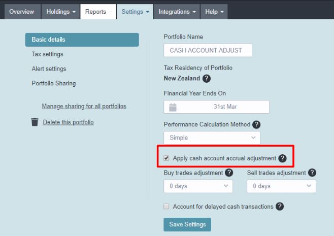 Apply cash account accrual adjustment