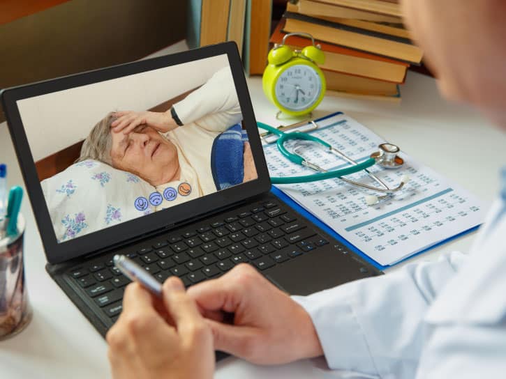 Online consultation with sick patient