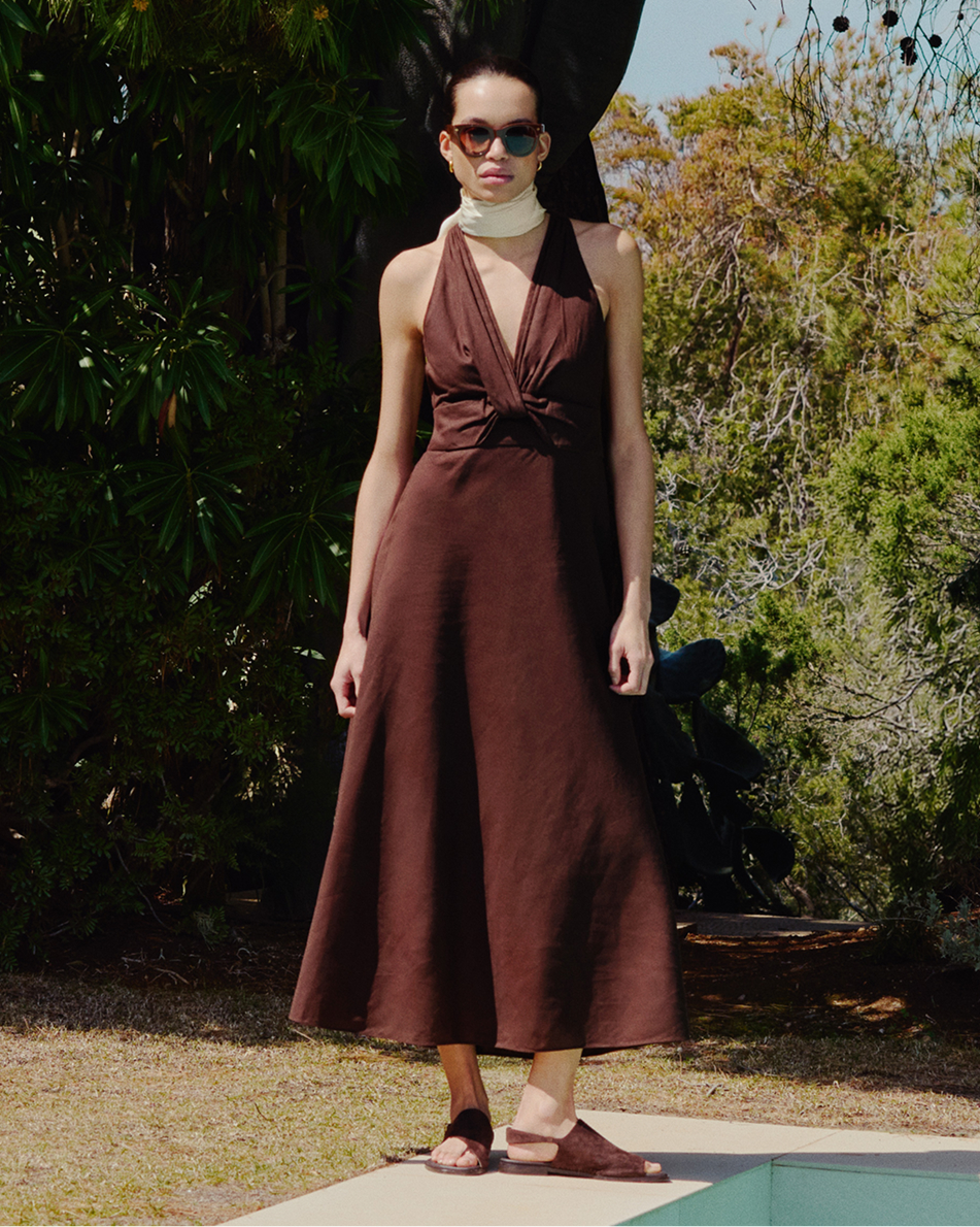 Women's Black Autumn Floral Embroidery Maxi Dress | ME+EM