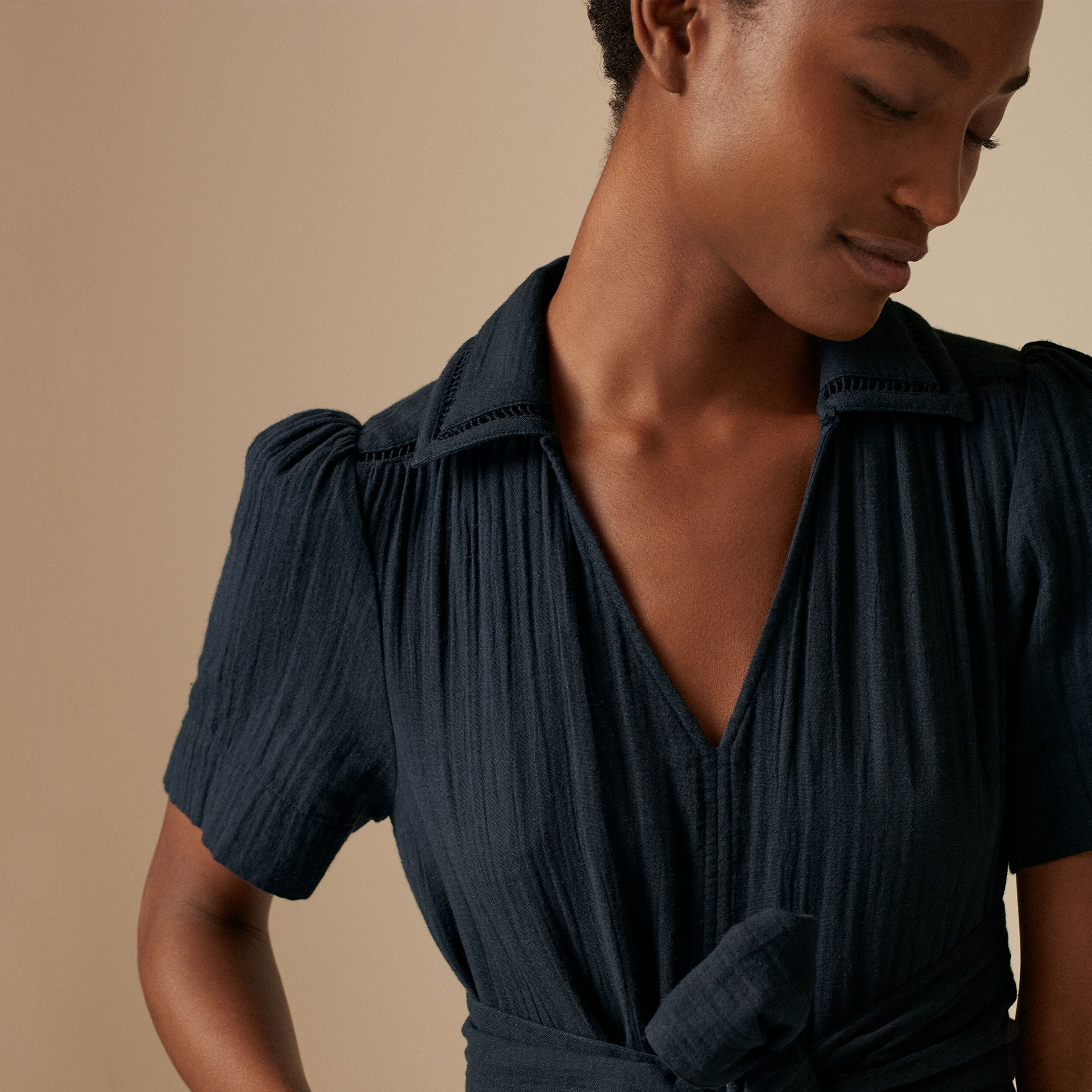 is a shirt dress formal Hancock Women Grey Solid Pure Cotton Regular Fit Formal Shirt Dress