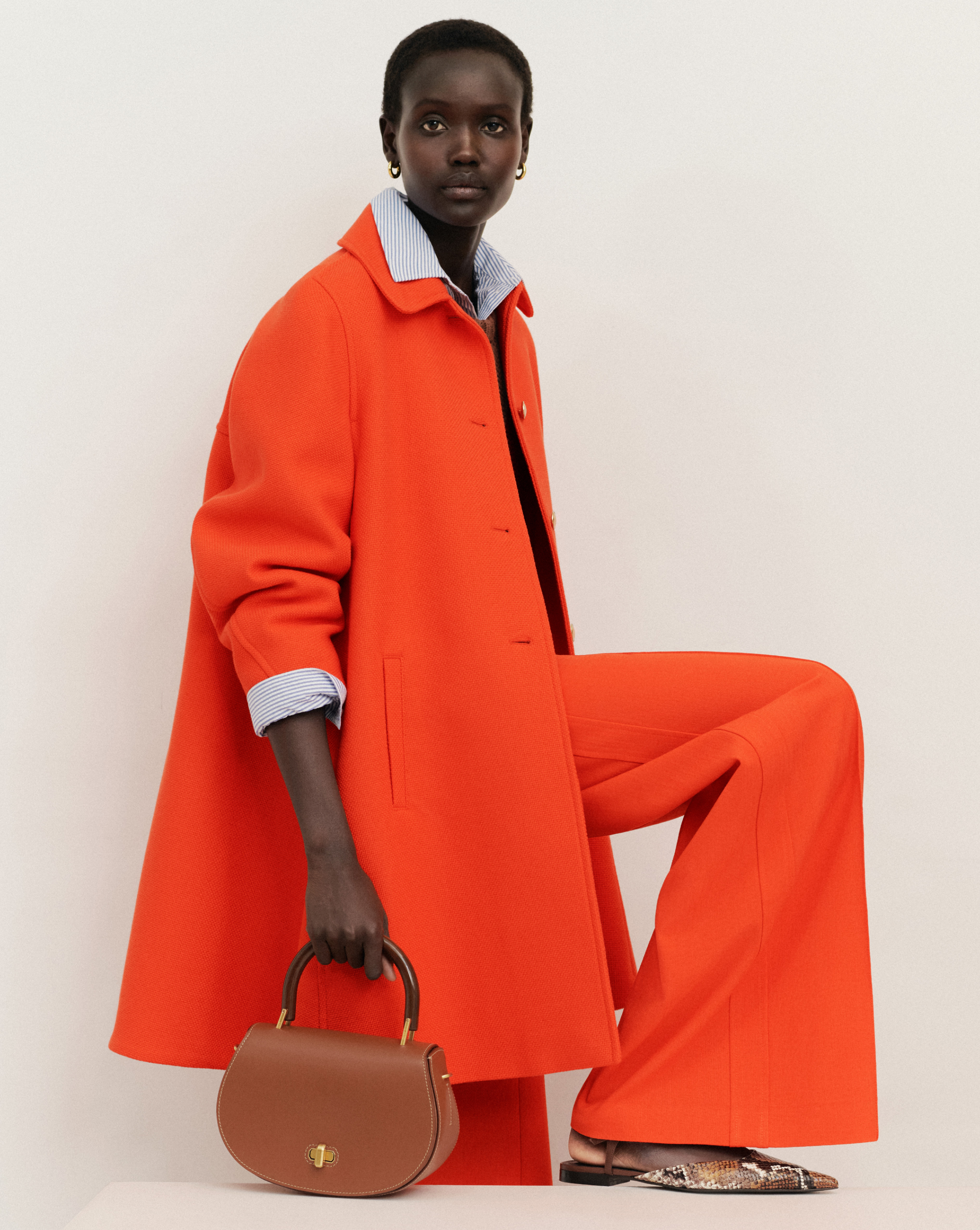 Women's Brown Wool-Blend Check Short Jacket | ME+EM