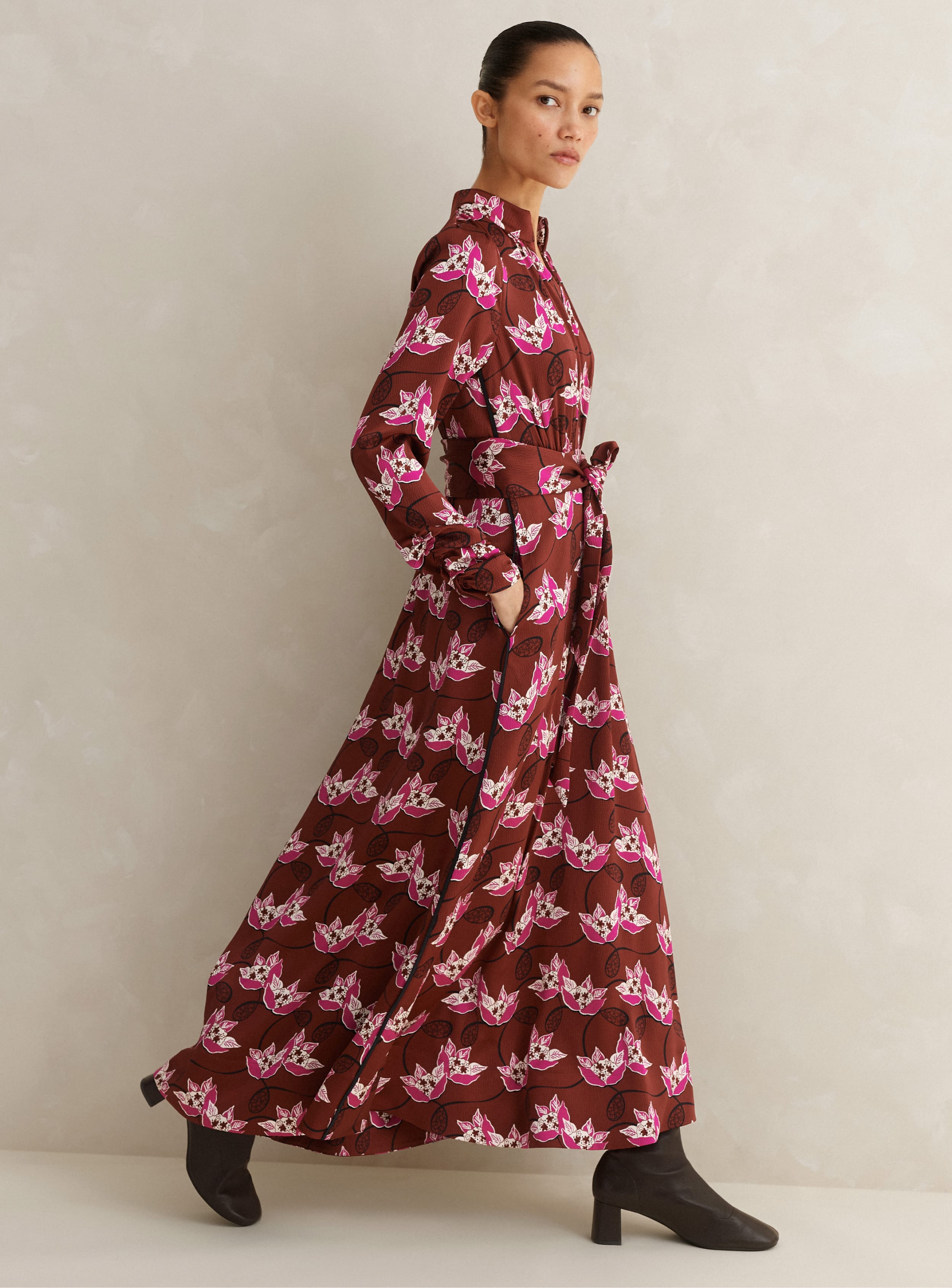 bias cut dress with sleeves XS OU Sooners Size:FR36 - US6- UK10 and 34% Viscose Ecovero Van Heusen Poplin Solid