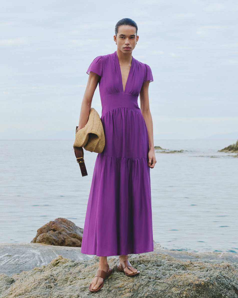 Women's Red Fit and Flare Maxi Dress | ME+EM Women's Red Fit and Flare Maxi Dress | ME+EM