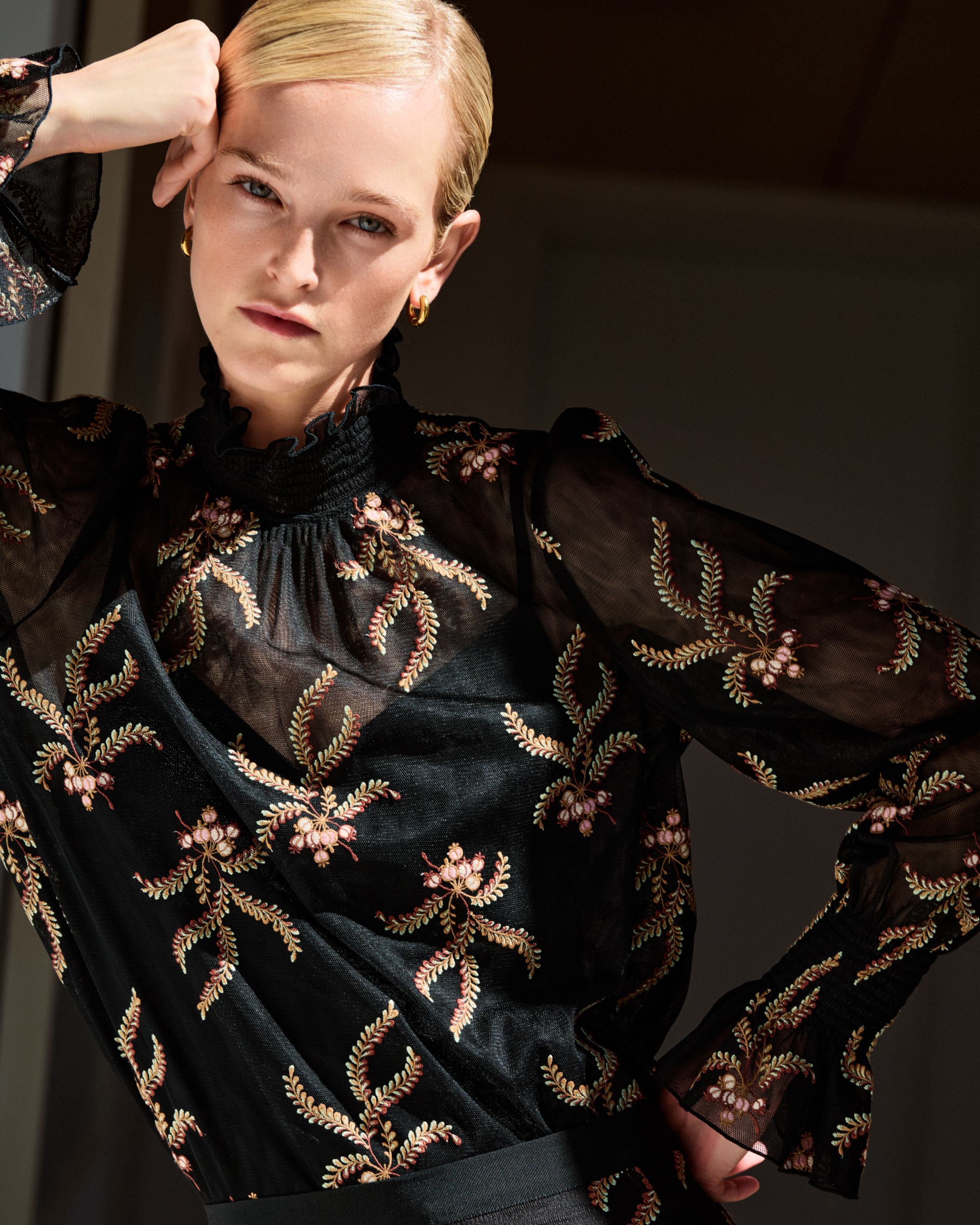 Women's Yellow Silk Cotton Bird Of Paradise Print Blouse | ME+EM